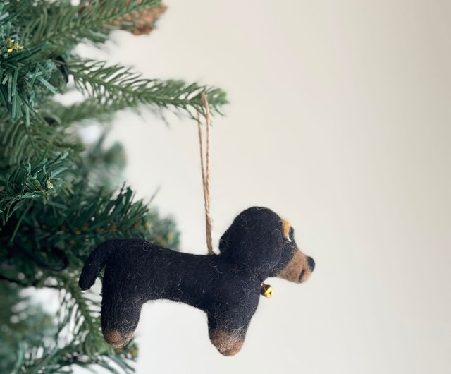 羊毛フェルト　犬　クリスマス　ツリー　置物 羊毛フェルト 犬 クリスマス ツリー 置物