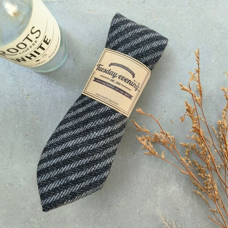 Necktie Grey Grey Stripe (Dark Grey and Light Grey) - Ties & Tie Clips - Polyester Multicolor