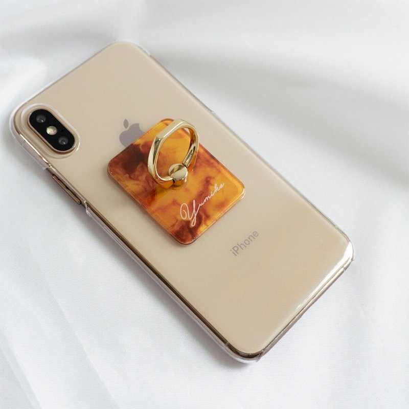スマホリング【 べっ甲風 名入れ 】べっ甲 落下防止 おしゃれ FM04U - 手機配件 - 塑膠 咖啡色