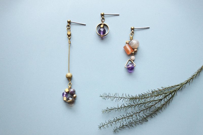 Silence - earring  clip-on earring - Earrings & Clip-ons - Stone Purple