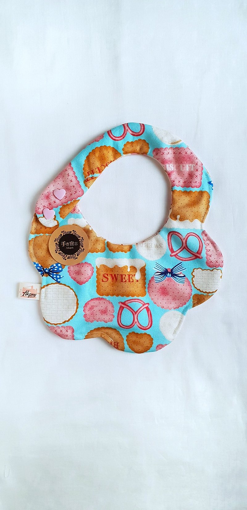 Biscuits - Pale Blue - Thick Cotton & Six Layered Yarn with Spiral Shape Bib. Saliva Towel. 100% Cotton - Bibs - Cotton & Hemp Multicolor