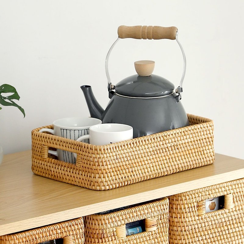 Japanese Frost Mountain Unprinted Style Rattan Storage Basket with Handles (Light Type) - กล่องเก็บของ - วัสดุอื่นๆ สีนำ้ตาล