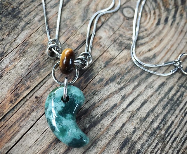 Lost and find】Natural stone Indian agate Stone jade jade necklace