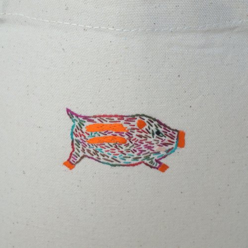 ayaka-kas 干支手刺繍入りトートバック「亥」[受注製作]
