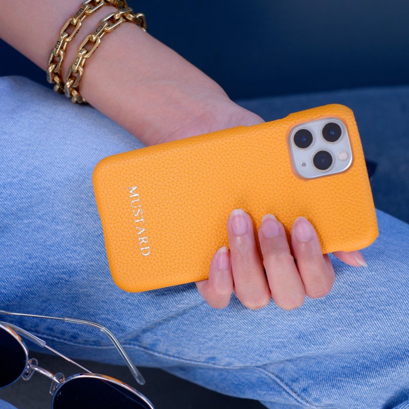 Mustard Personalized Phone Case - 名片夾/名片盒 - 真皮 黃色