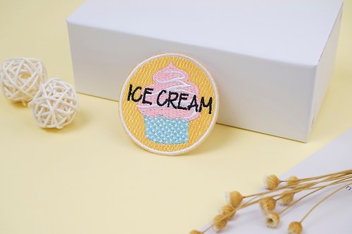 ICONA 【刺繡布貼】ICE CREAM 黃色圓形