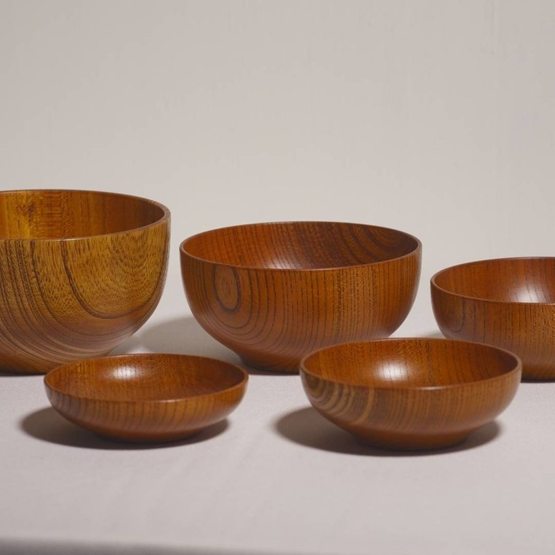 Ink bowl [set of five raw lacquer stacked bowls] Comes with a free raw lacquer maintenance session - ถ้วยชาม - ไม้ สีนำ้ตาล