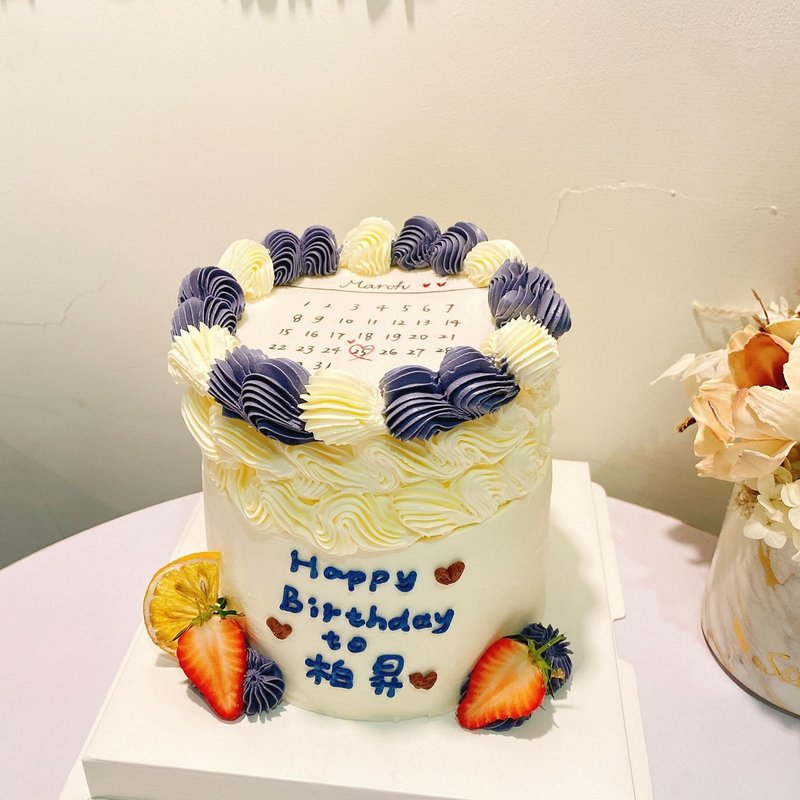 白紫色系燃燒蛋糕 客製化蛋糕 生日蛋糕 鮮奶油擠花 鑠甜點 6吋 - 蛋糕/甜點 - 新鮮食材 