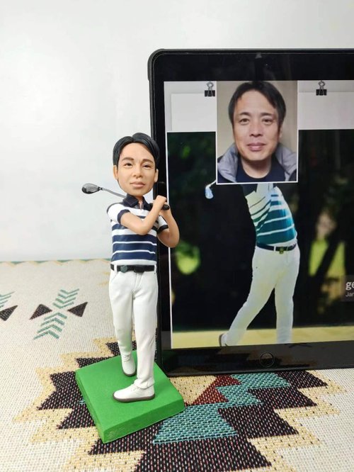 uDesign優湛 客製化人物公仔 人偶 3D人像畫 似顏繪 高爾夫 定製 生日 紀念