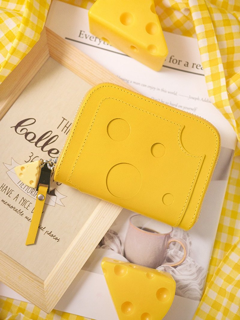 【Lucky Wallet】Cheese. Genuine leather short wallet/wallet/wallet/change - กระเป๋าสตางค์ - หนังแท้ สีเหลือง