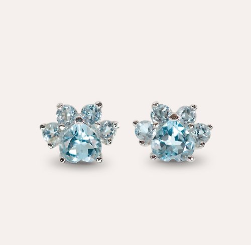 安的珠寶 AND Jewel AND 托帕石 藍色 圓形 3mm 愛心 6mm 耳環 自然系列 Paw 天然