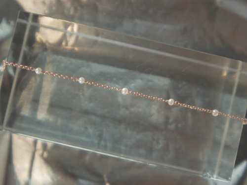 433 STUDIO 925 SILVER滿天星 6粒迷你小淡水珍珠2.5mm-精緻手鏈-玫瑰金
