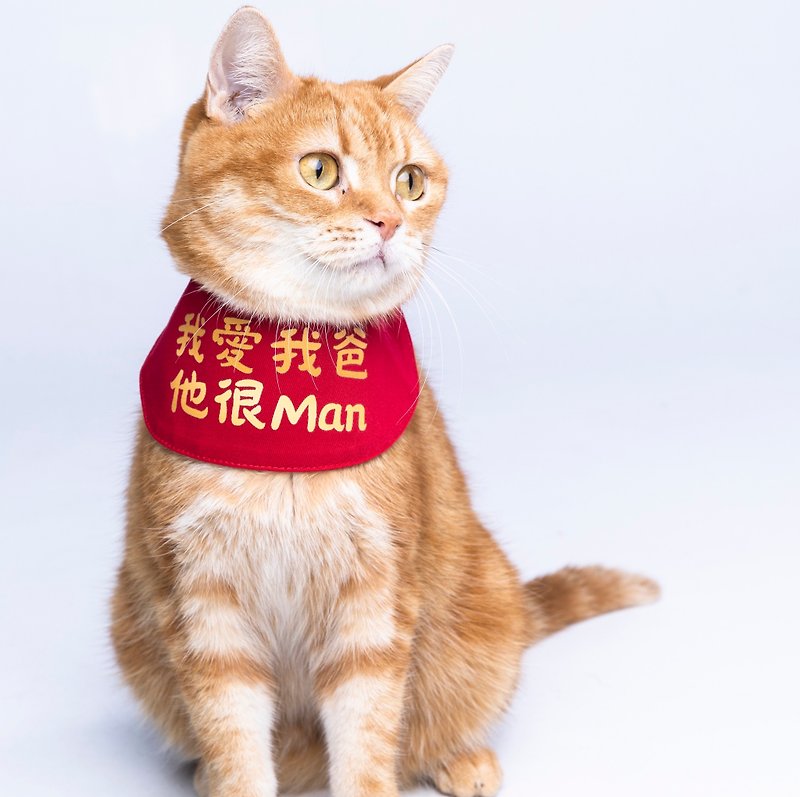 Pet National Scarf Series | I love my dad, he is very manly | - Clothing & Accessories - Cotton & Hemp Red