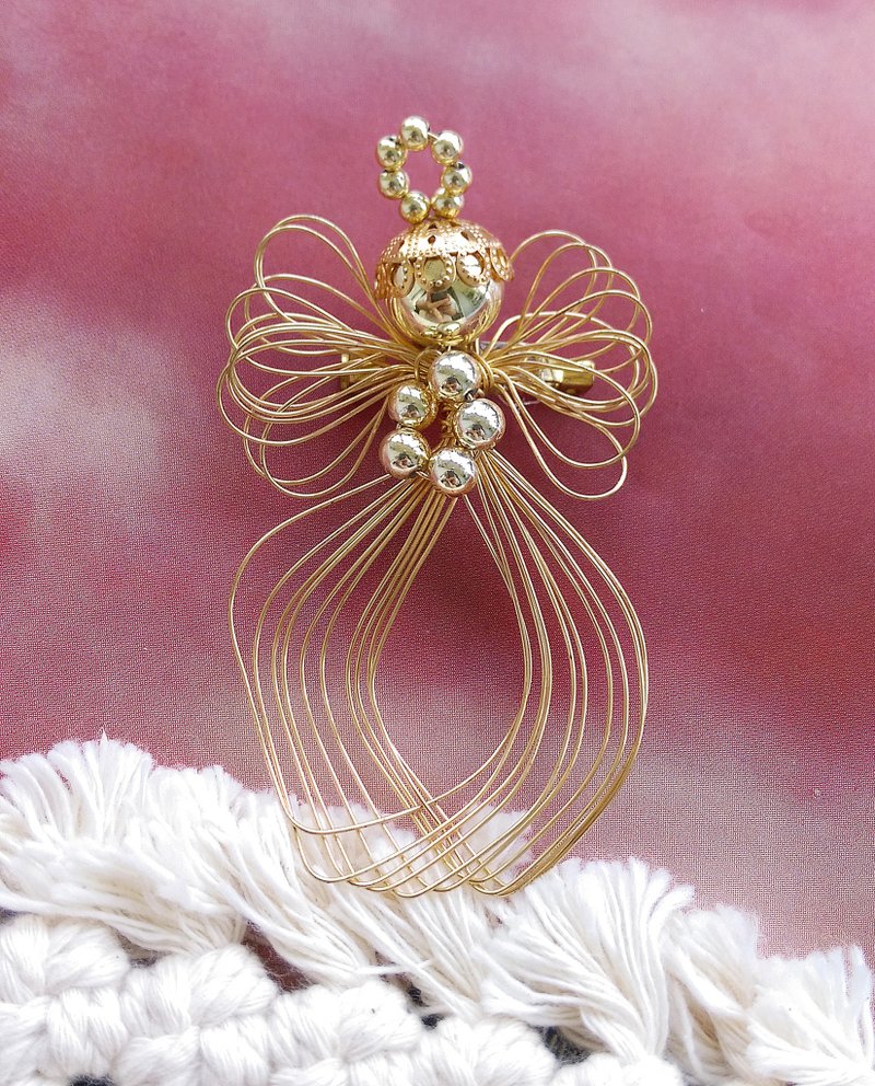 Vintage Jewelry 西洋古董飾品 天使 手工製品 掛飾 別針 - 徽章/別針 - 其他金屬 金色