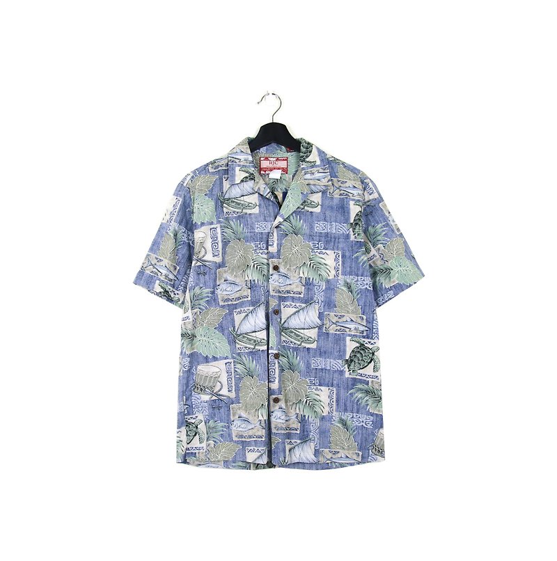 Back to Green::不飽和 風情圖樣   //男女皆可穿// vintage Hawaii Shirts (H-28) - 男裝 恤衫 - 棉．麻 
