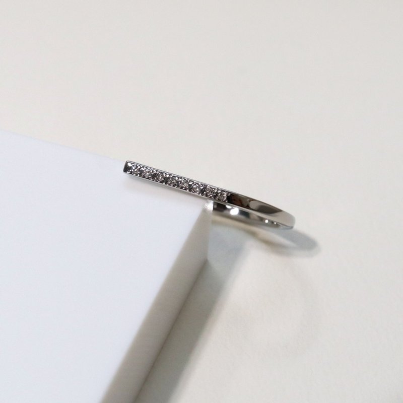 ridge stainless×diamond ring - แหวนทั่วไป - สแตนเลส สีเงิน