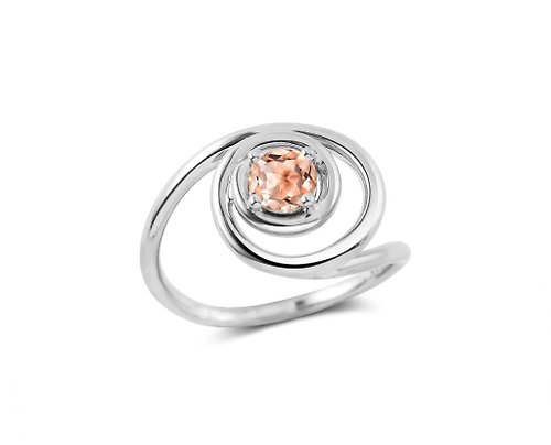 Majade Jewelry Design 摩根石螺旋求婚戒指 14k白金獨特結婚戒指 極簡另類訂婚指環