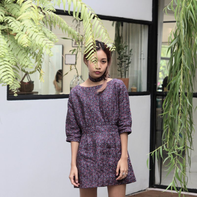 Eden Garden Dress (Verbena) - 洋裝/連身裙 - 棉．麻 紫色
