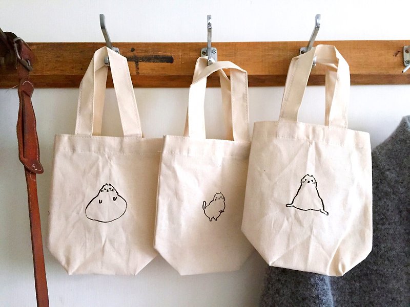 Mishima Cat Handmade Silk Print Canvas Drink Bag - Handbags & Totes - Cotton & Hemp White