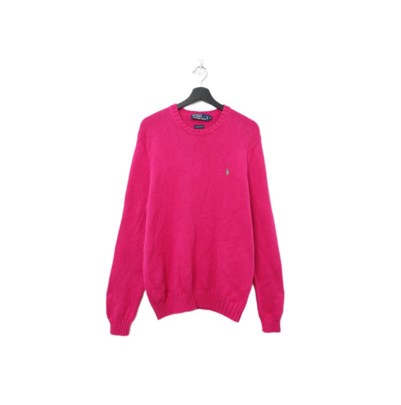 Back to Green-復古毛衣 桃紅色 polo  ws-60 vintage sweater - 男裝毛衣/針織衫 - 棉．麻 