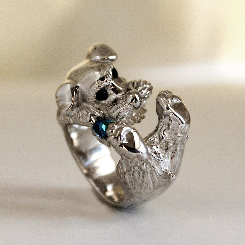 Gemstone-biting schnauzer ring [free shipping] Gemstone-biting schnauzer ring. - General Rings - Other Metals 