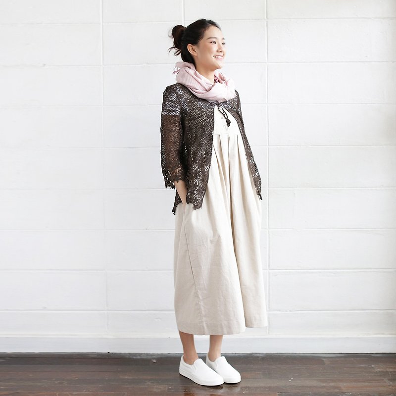 Lace Cardigans Long Sleeve Cotton Wild Water Plum - เสื้อผู้หญิง - ผ้าฝ้าย/ผ้าลินิน 