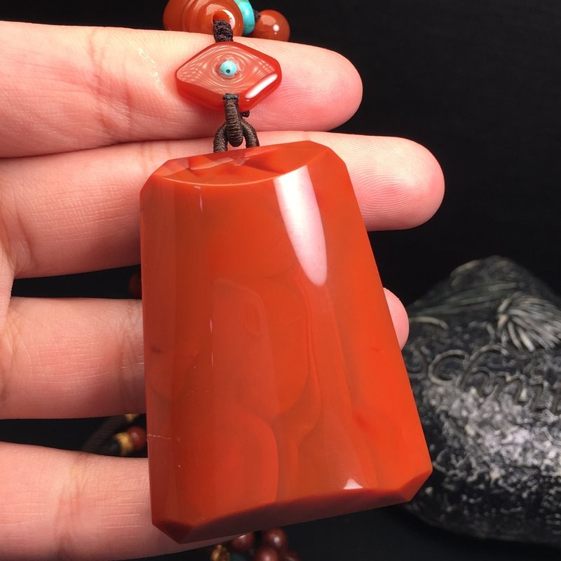 精品南紅毛衣鏈搭配天然南紅吊墜銀鑲嵌葫蘆吊墜綠松石隔片 - 手鍊/手環 - 水晶 
