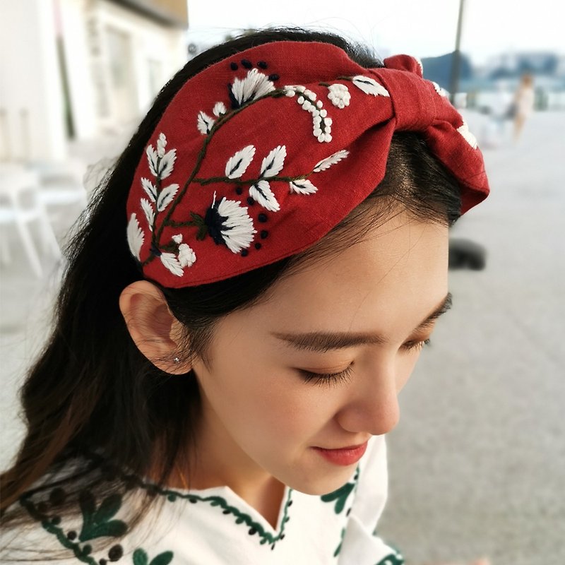 Embroidery headband material package DIY handmade self-embroidered simple gift for girlfriends pregnant women relieve boredom hairpin accessories INS - เย็บปัก/ถักทอ/ใยขนแกะ - ผ้าฝ้าย/ผ้าลินิน 