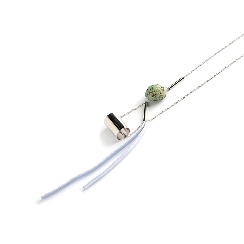 | BALANCE | African turquoise tube long necklace - สร้อยคอ - เครื่องเพชรพลอย สีเขียว