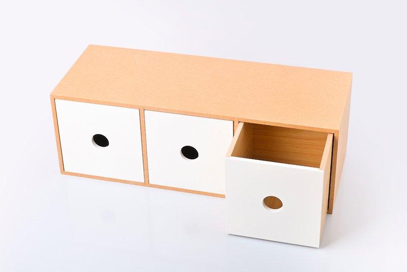 [Horizontal and Vertical Storage Box] White│Log Color Drawer Stationery Box Desk Storage Box - Storage - Wood 