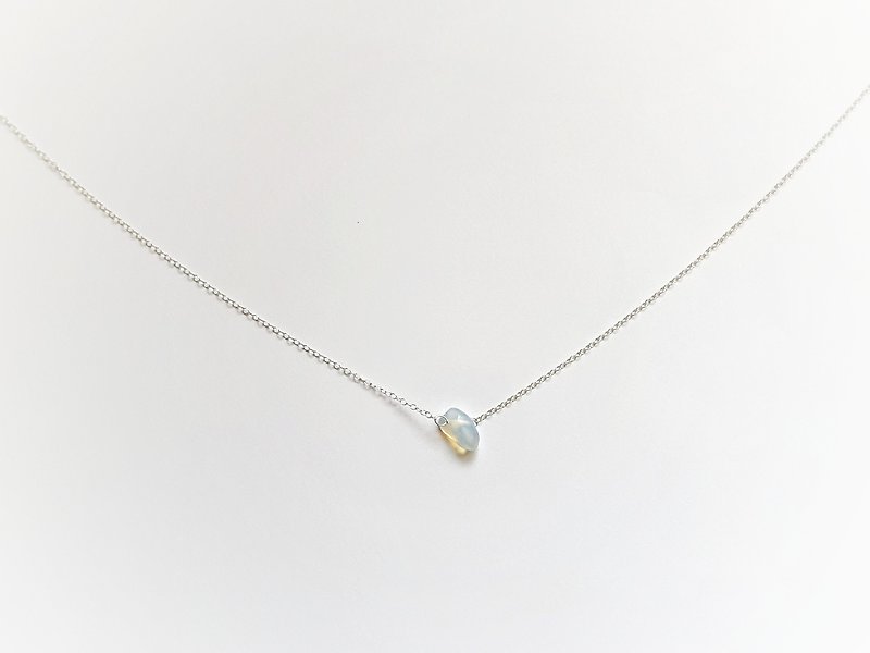 SV925/14KGF RAW Opal Necklace, October Brithstone - สร้อยคอ - คริสตัล ขาว