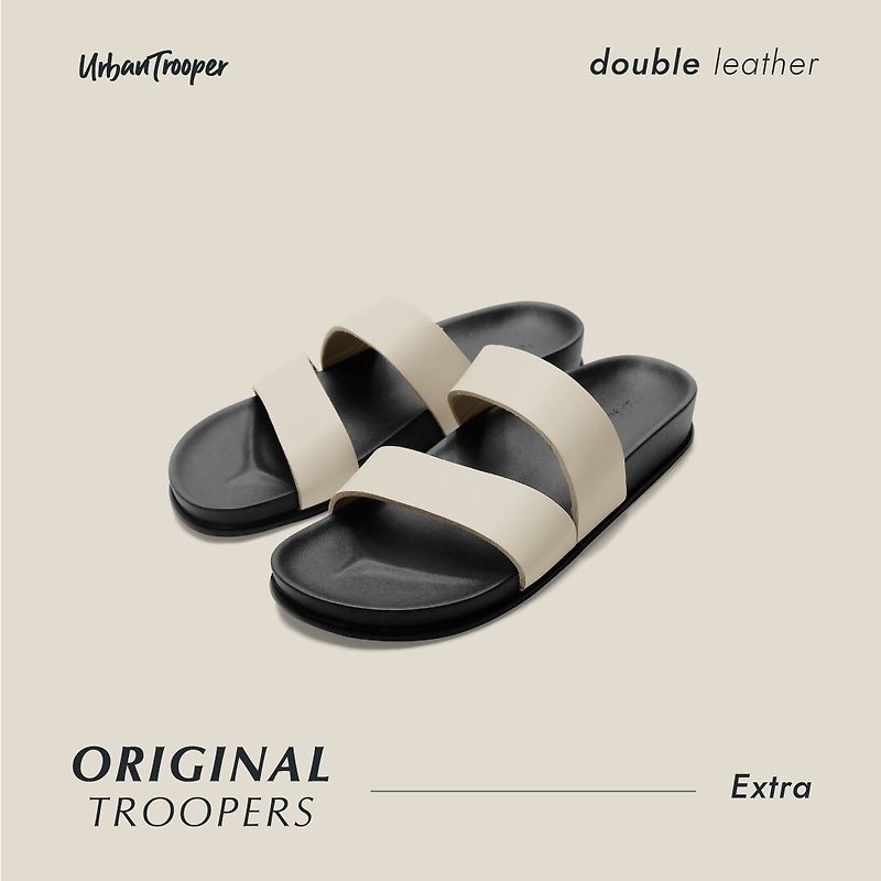 Urban Trooper, Original Troopers Leather, Color : Cream - Slippers - Genuine Leather 