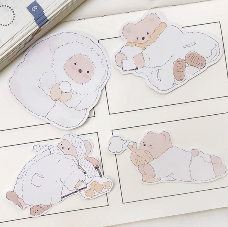 養肉小熊 鹽系可愛百搭手帳異形便簽 40枚 - memo/便利貼 - 其他材質 多色