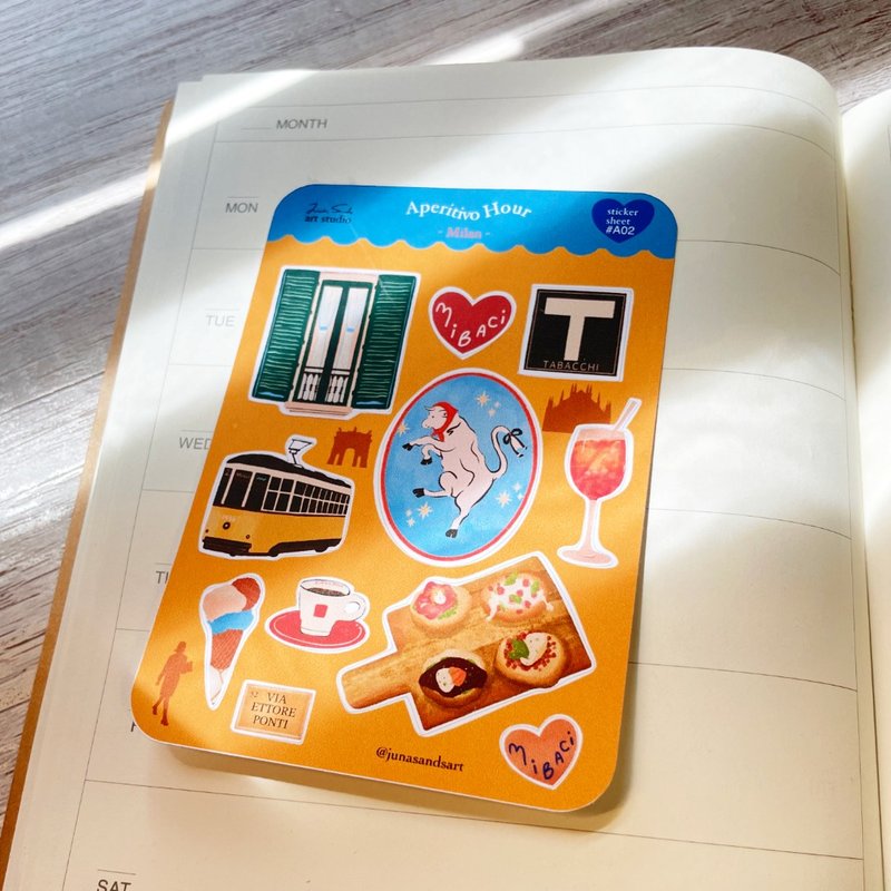 Milan Sticker Sheet 米蘭系列貼紙組-Aperitivo - 貼紙 - 紙 橘色