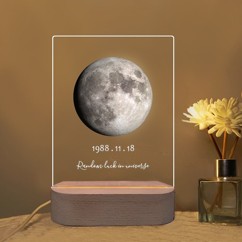 [Customized] Night Light/The Moon on Your Birthday - Lighting - Wood Transparent
