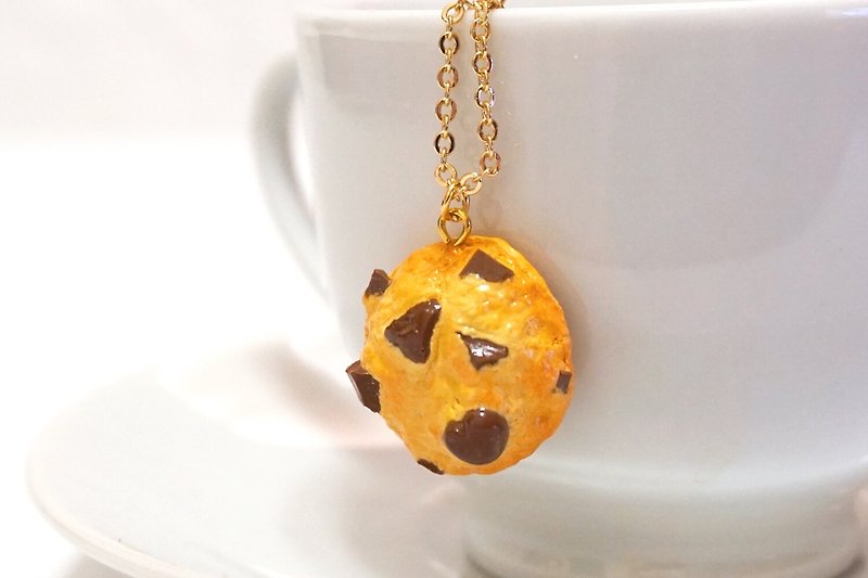 Freshly Cured Chocolate Crushed Cookie Necklace | Simulation Food Clay Necklace Sweater Chain - Necklaces - Clay Orange