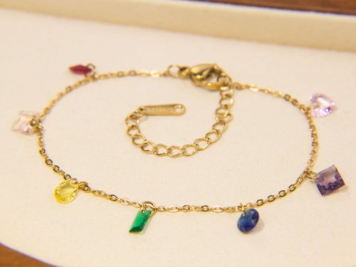 JTK Jewellery 多色疊戴寶石手鍊 | 簡約彩虹寶石手鏈 | 極簡七色寶石手鏈