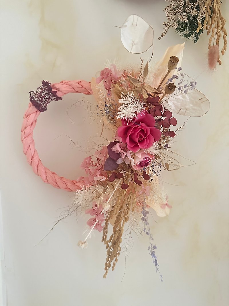 Japanese-style rope pendant with everlasting roses can be diffused and incense-filled rope can be dripped with essential oils - ของวางตกแต่ง - พืช/ดอกไม้ 