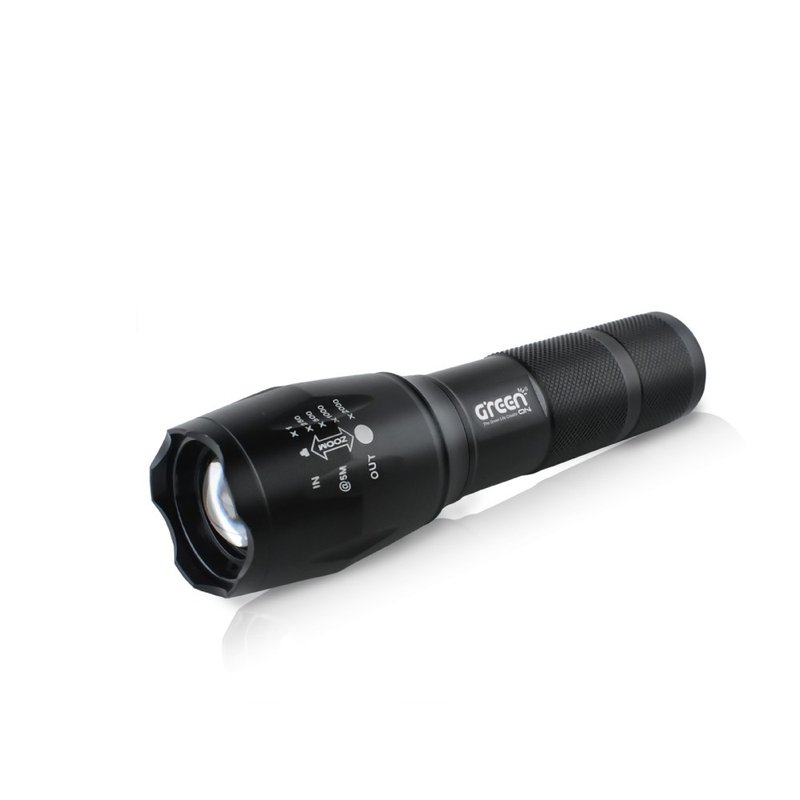 【GREENON】Super Bright LED Zoom Flashlight (GSL600) Battery Replacement - ชุดเดินป่า - อลูมิเนียมอัลลอยด์ สีดำ