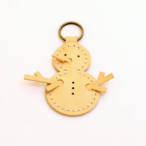 Snowman key ring winder sewn leather material bag lucky draw gift Italy  Christmas - Shop leatherism Leather Goods - Pinkoi