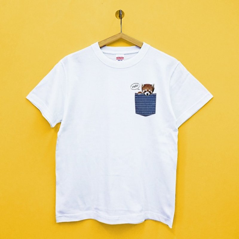 [Customized gift] Hello! Raccoon pure cotton soft neutral T-shirt - Unisex Hoodies & T-Shirts - Cotton & Hemp 