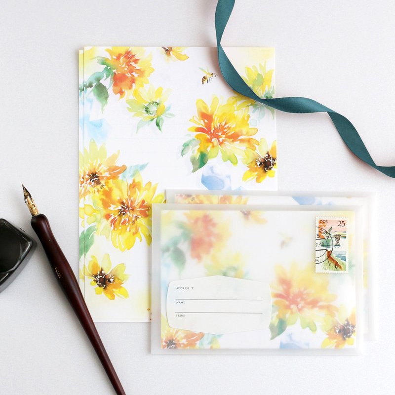 ひまわりのレターセット - 封筒・便箋・レターセット - 紙 イエロー