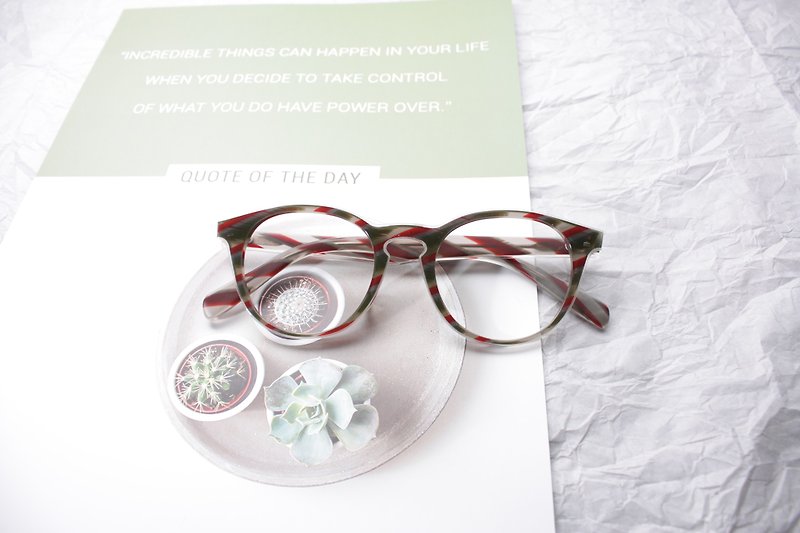 Prototype Black Red Stripe eyeglasses Handmade in Japan - Glasses & Frames - Other Materials Multicolor