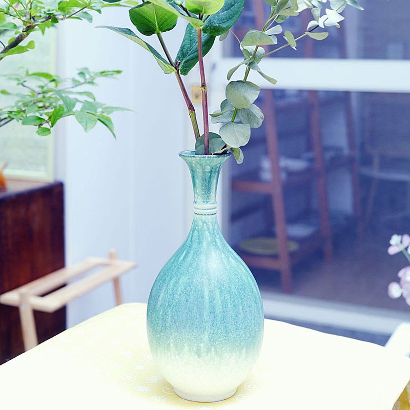 京都橘吉 織部鶴首花瓶 - 花瓶/花器 - 陶 綠色