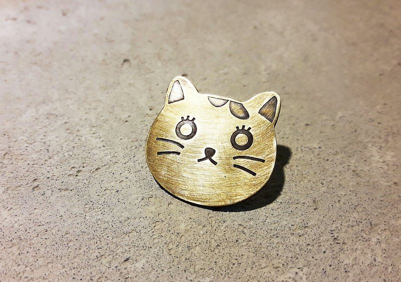 Cat control can be customized brass brooch - Brooches - Copper & Brass 