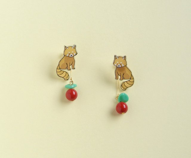 red panda earrings