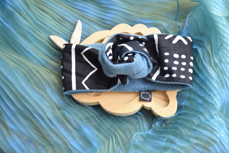 Moscow •• Reversible headband w/ fleece (Blue) - 髮箍/髮帶 - 棉．麻 多色