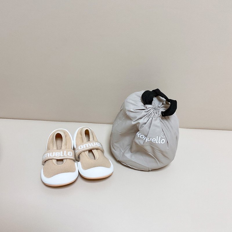 Korean Ggomoosin toddler socks and shoes - Milk Tea Mary Jane - Baby Shoes - Cotton & Hemp 