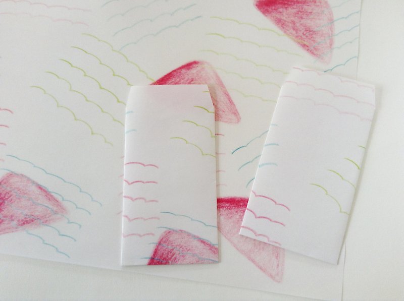 Pochi bag moyou paper-moyogami-sankaku pattern 5 sheets - Chinese New Year - Paper Pink