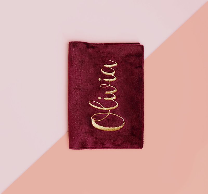 [Customized] English calligraphy embroidered personal name cloth, own exclusive passport holder - Passport Holders & Cases - Cotton & Hemp Multicolor